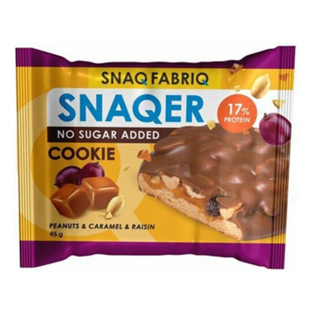 Диетическое питание SNAQ FABRIQ Печенье глазированное 45 g Арахис, изюм и карамель